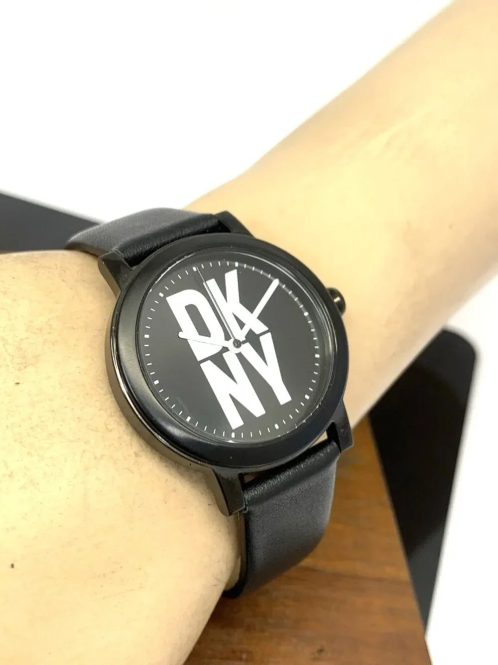 DKNY Women's Watch NY6619 Soho D Quartz White Black Dial Leather Strap 34mm